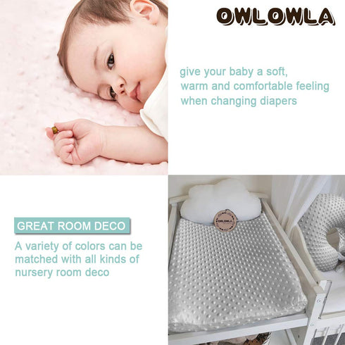Soft Minky Dots Changing Pad Cover for Baby - White