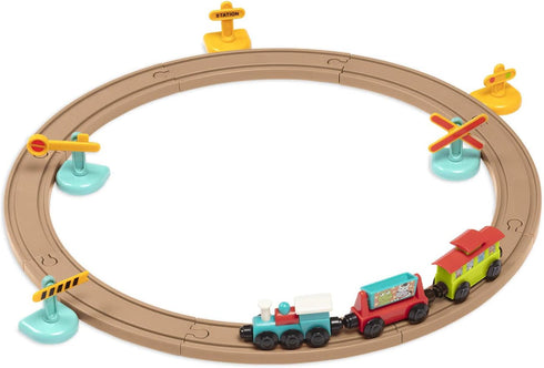 Battat Train Set for Kids, 29Pc Train Track Set with Trains & Accessories, Developmental Toy for Toddlers