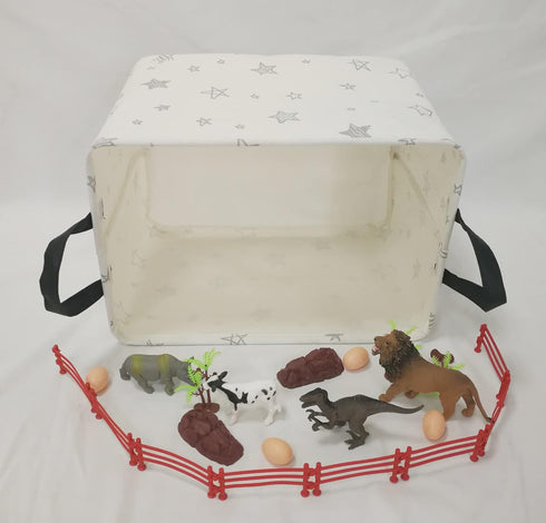 Rectangular Canvas Storage Bin, Waterproof Nursery Hamper with Handles, Gift Basket for Home and Office