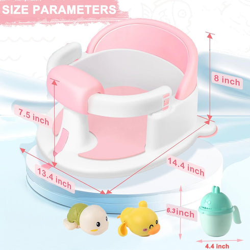 Gotof 6 Baby Bath Seat for Babies Months & up, Non-Slip Toddler Bath Seats for Babies Sitting Up,Safe Infant & Newborn