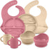 Silicone Baby Feeding Set, 12 Pack Baby Led Weaning Supplies, Suction Divided Plates, Toddler Soft Bowl, Spoons, Forks