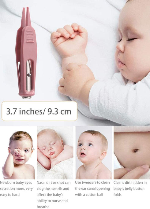 Onwon Infant Nose Cleaning Tweezer with LED Light Round-Head Safe and Effective Clip Care Ear Nose Navel Clean Tool