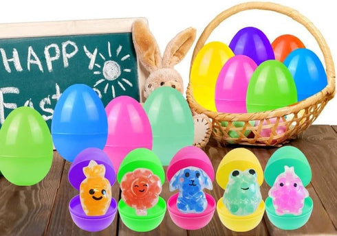 32 Pack Prefilled Easter Eggs with Squishy Toys Inside Bright Colorful Filled Squeeze Toys Great for Easter Basket