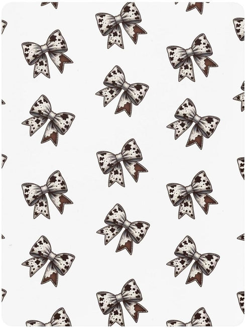 CZXW 52" 28" Cow Print Bows Crib Sheets Fitted x Natural Cotton Soft & Breathable for Baby Crib Mattress