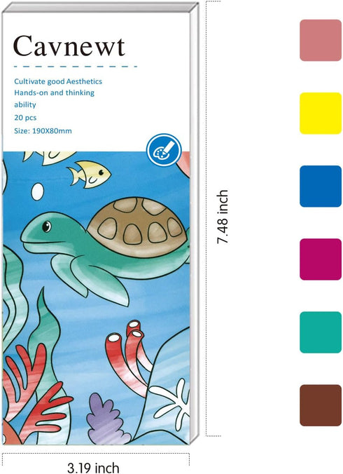 Cavnewt Book,21-Pages,Travel Set 3-8 Pocket Watercolor Painting Paint Watercolor Coloring Book for Kids Years Old,Boys