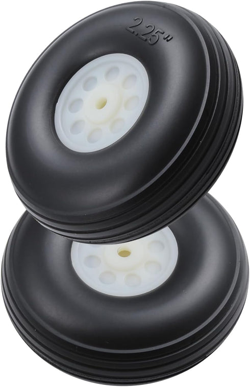 HobbyPark RC Airplane Wheels and Tires, PU with Plastic Hub, 2-Pack, 2.25"/F57mm