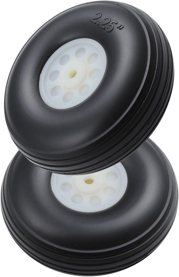 HobbyPark RC Airplane Wheels and Tires, PU with Plastic Hub, 2-Pack, 2.25"/F57mm