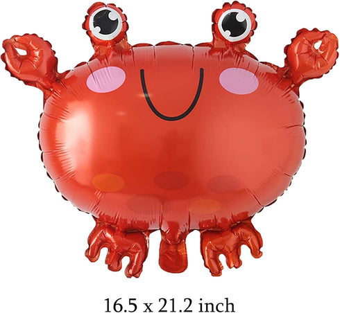 Cheosruy 4Pcs Crab Balloons Ocean Animal Foil Balloons for Birthday Baby Shower Ocean Crab Under the Sea Themed Party