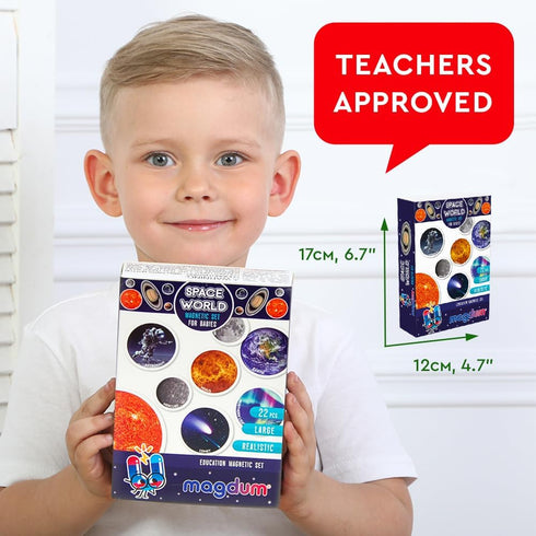 magdum 22 Solar System Fridge Magnets for Kids - - Realistic Space Magnets for Toddlers - Real Refrigerator Magnets