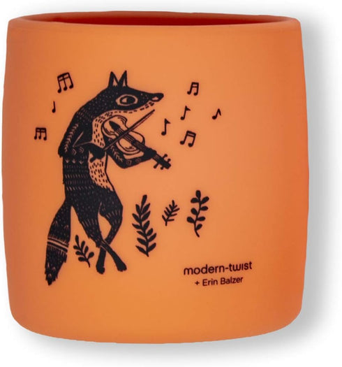 modern-twist Sip Set, Food-Grade Silicone, Waterproof, Dishwasher Safe, Reusable Cups – Orange Fox Family, 2 Pack