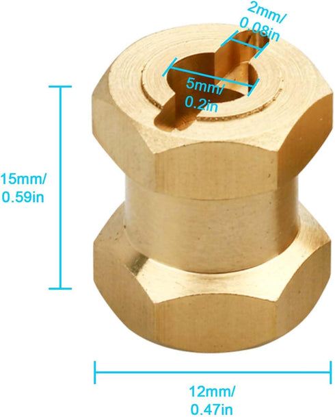 HobbyPark RC Brass Spacers - 12mm Wheel Hex Hubs Extenders for 1/10 RC Crawler