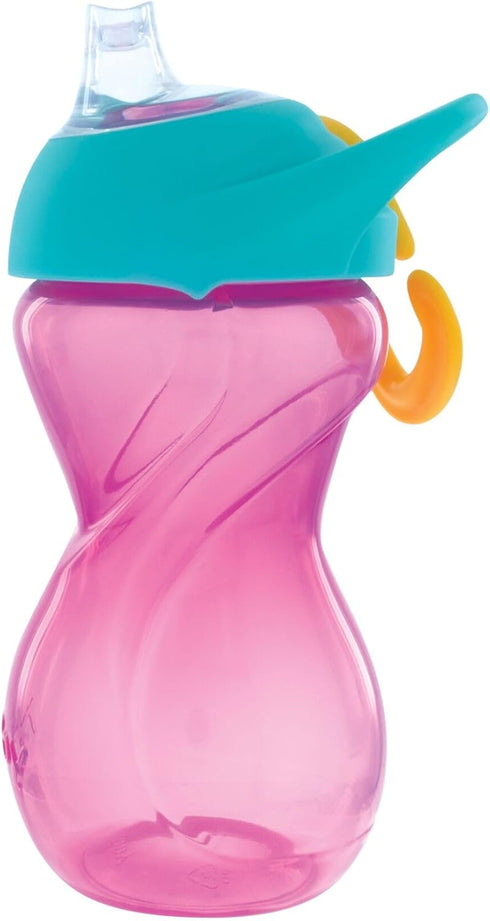 Nuby No-Spill Clik-It Soft Spout Sippy Cup, 3-Pack, 10 oz, Aqua/Pink/Purple for 6+ Months