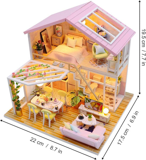 1:24 GuDoQi DIY Miniature Dollhouse Kit, Tiny House kit with Furniture and Music, Miniature House Kit Scale, Great