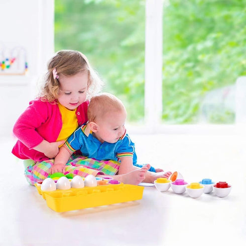 MAGIFIRE Playtime Matching Eggs for Toddlers - 12 Matching Eggs with Shapes and Colors