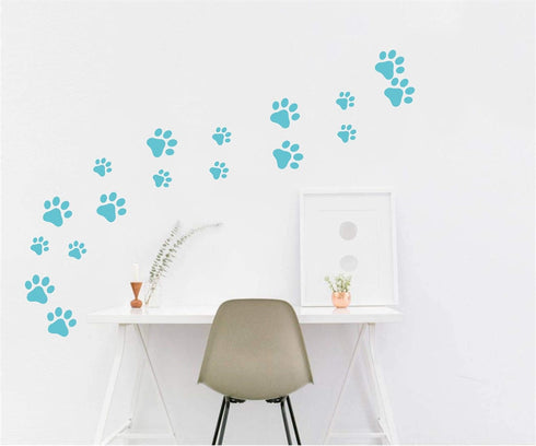 49 Pieces/Set Dog Paws Wall Decals, Vinyl Pawprints Sticker Animal Footprint Wall Art for Kids Nursery Decor