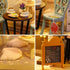WonDerfulC Cat Cafe Wooden Miniature Dollhouse Kit DIY Pet Coffee Shop with Furniture, LED Light