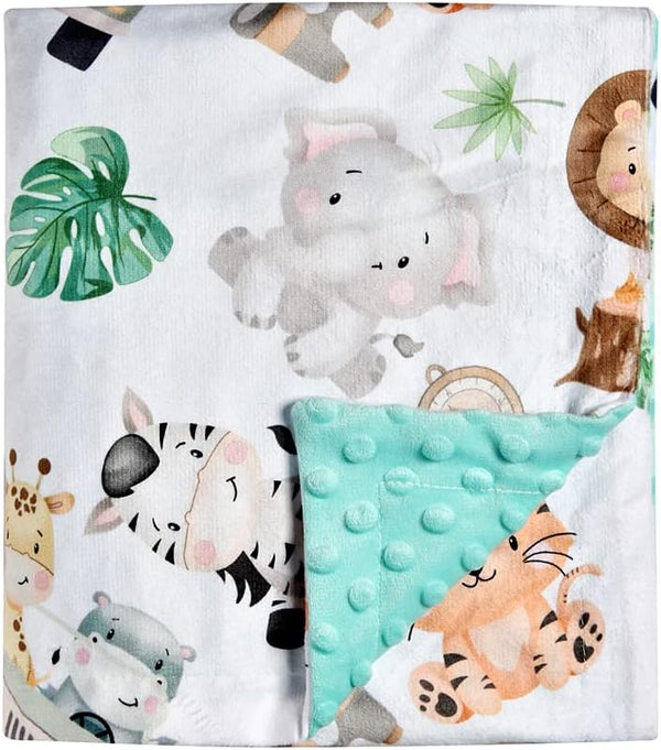 Baby Blanket Super Soft Minky Blanket, Cute Animal with Dotted Backing, 30 x 40 Inch, for Newborns Nursery Stroller