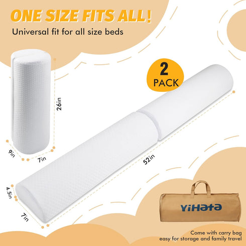 YIHATA Bed Rail for Toddlers, 2 Pack Foldable Safety Bed Rail Guard, Foam Bed Bumper with Non-Slip Cover for Queen,