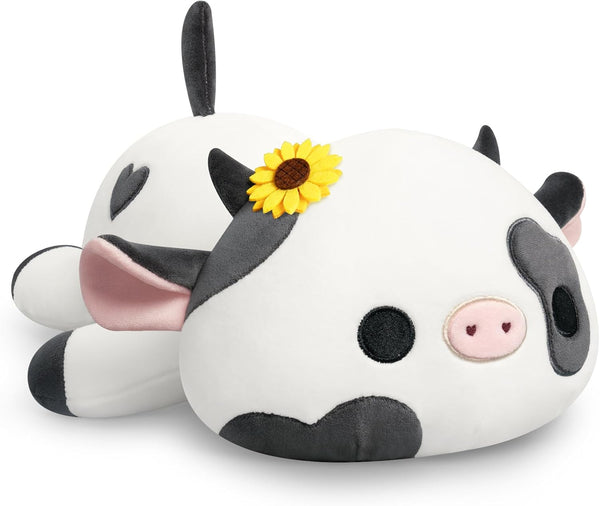 Onsoyours Cute Cow Plushie with Sunflower Headwear, Soft Stuffed Milk Love Cow