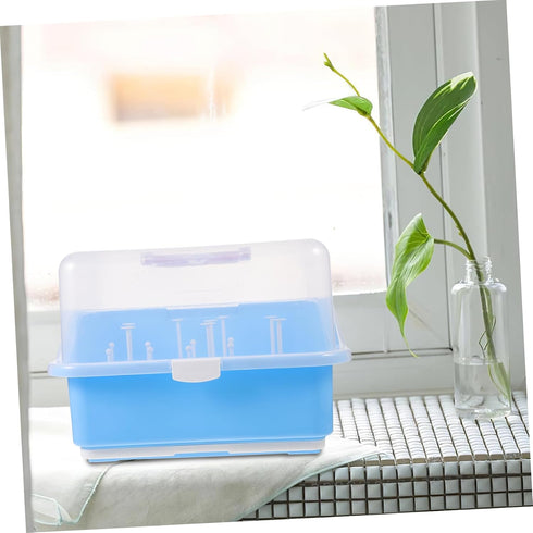 BESPORTBLE Box Portable Bottle Storage Box with Cover Multi Functional Milk Bottle Drying Rack Organizer for Straws
