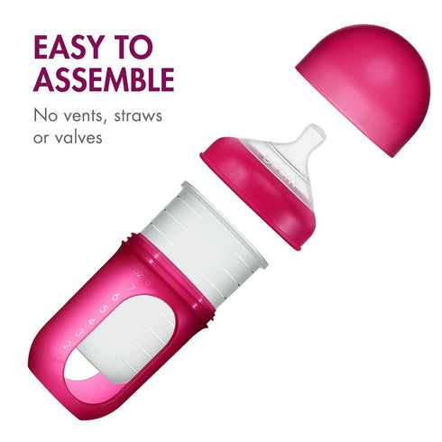 8 Oz Boon Nursh Bottles - Silicone Baby Bottles Help Ease Colic Symptoms - Reusable Food-Grade Silicone Pouches