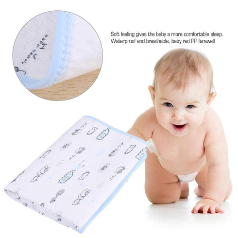 Waterproof Portable Changing Pads, Breathable Baby Diaper Liners, Cotton Urine Mat, Washable Reusable Blue