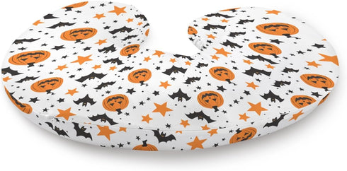KuphiL10C Halloween Pumpkin Bats Stars Pattern Nursing Pillow Cover, Unisex Fall Autumn Holiday Removable Breastfeeding