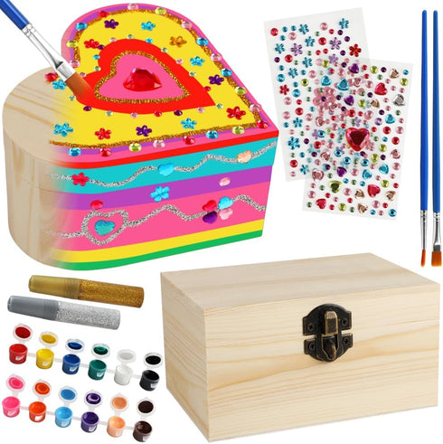Crafts for Girls 8-12, 2 Pack DIY Wooden Jewelry Box Art Craft