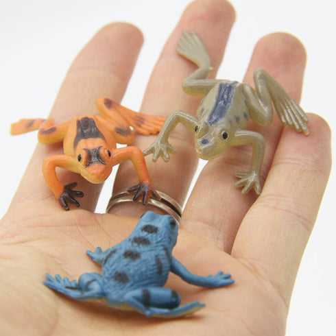 Kvvdi 12 Pcs 1.4 Inch Small Colorful Plastic Poison Dart Frogs, Rainforest Animals Frog Toys