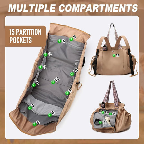 Grluvxo 15 Backpack Everyday Bag Tote for Women Large Capacity with Compartments Travel Work Shoulder Bag Convertible