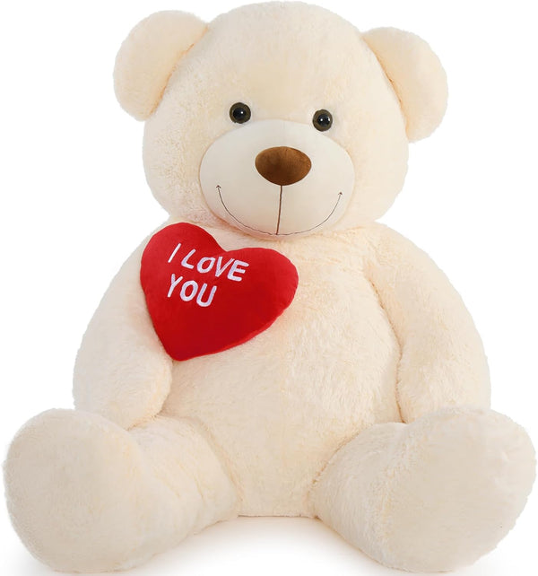Giant Teddy Bear Stuffed Animal 52" - Big Plush Toy with Heart, I Love You Teddy Bear Gift for Kids