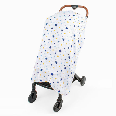Muslin Stroller Cover, Versatile Sunshade, Windbreaker, and Insect Shield, Stylish and Breathable Travel Accessory