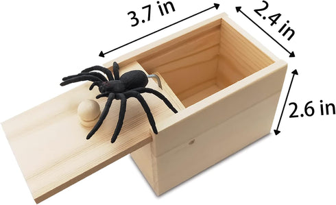 Fake Spider in a Box, Prank Gift for Adults & Kids, Handmade Wooden Pop Out Scare Surprise Boxes for Halloween