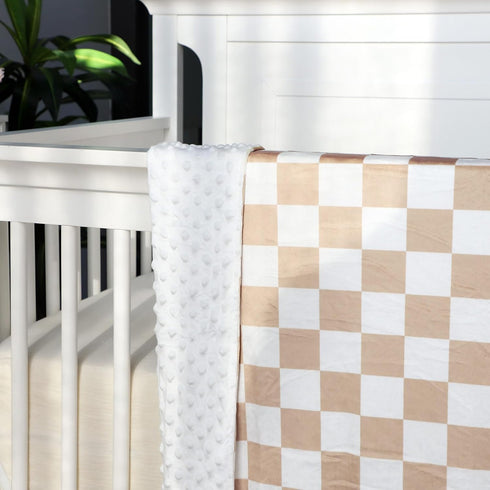 Cozy Brown Checkered Nursing Pillow Cover & Toddler Blanket