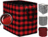 Large Rectangular Foldable Storage Baskets, Cotton Rope Handles, Soft Felt Fabric Bins, Red Black Grid