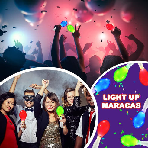 Pack 3, ArtCreativity Light-Up Color Changing Maracas, of Flashing LED Music Hand Shakers, Fun Noise Makers and Toy