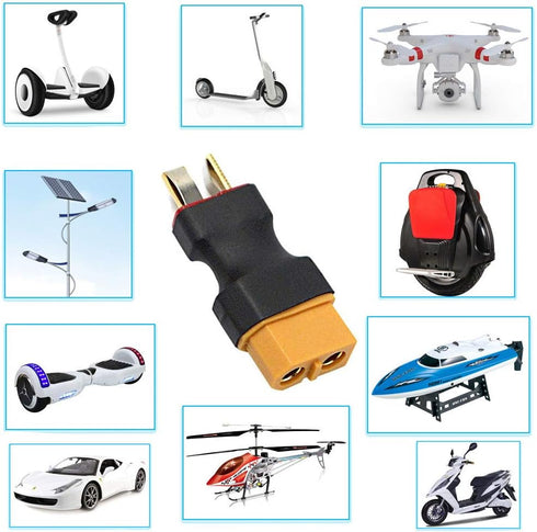 2 Pairs XT60 Plug Male Female Connector to T Plug Male Female Connector Conversion Adapter