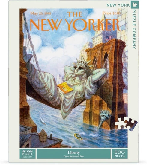 New York Puzzle Company - New Yorker Liberty - 500 Piece Jigsaw Puzzle by Peter de Sève