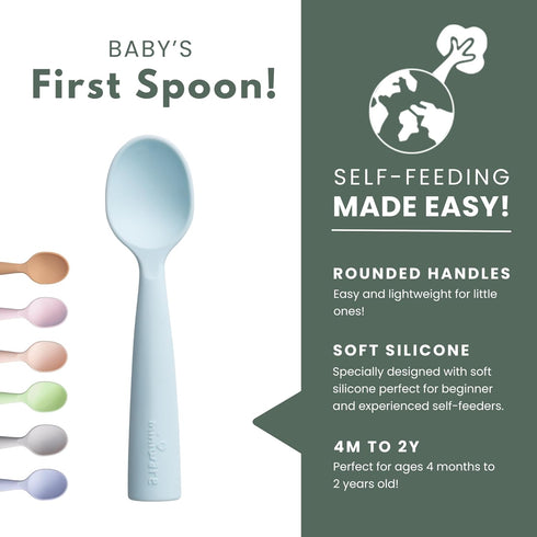 Miniware Silicone Baby Spoon for Training - BPA Free Utensils, 100% Food Grade Silicone, Modern Toddler Spoons (Grey