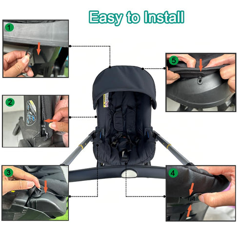 Generic Changing Washing Kit,Canopy Sunshade Cover,Compatible with Car Seat Doona Strollers (Black)
