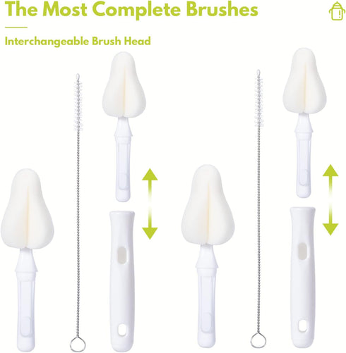 8 Pcs Sponge Nipple Bottle Brushes, Baby Bottle Brush with Nipple Cleaner and Straw Brushes