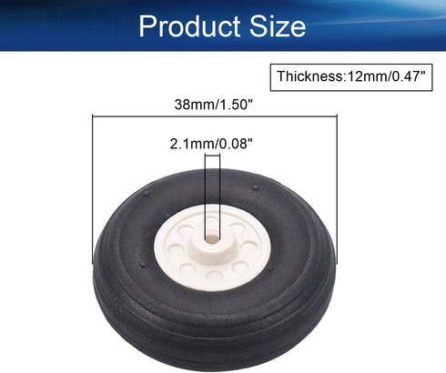 Heyiarbeit 1.5" RC Model Airplane Foam Wheel Super Light Tire and Wheel Sets for RC Airplane PU Sponge Tire with Plastic Hub 2 Pcs