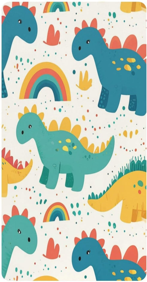 Bseiialft Colorful Dinosaurs Rainbows Crib Sheets for Boys Girls Soft and Breathable Cotton