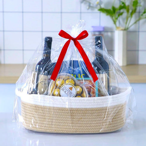 CIKI HOME Closet Woven Cotton Rope Storage Basket, Cube Changing Table Organizer for Towels, Baby Nursery Bin, Small