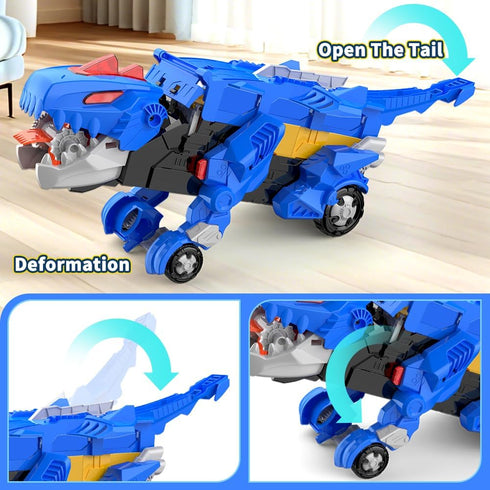 TIAONIAO 3 4 5 Dinosaur Storage Truck Toy Swallowing Metal Car Transform into Stomping with Eject Cars Race Track