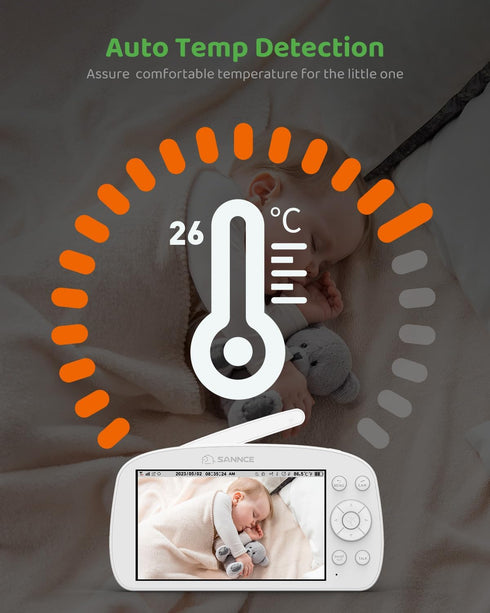 SANNCE 1080P Light,5.5" Reminder,1000ft Baby Monitor with Camera & Night Baby Monitor with Temperature and Sound Alarm
