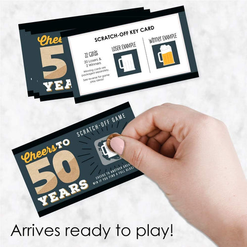 Big Dot of Happiness Cheers and Beers to 50 Years - 50th Birthday Party Scratch Off Cards, 22 Count