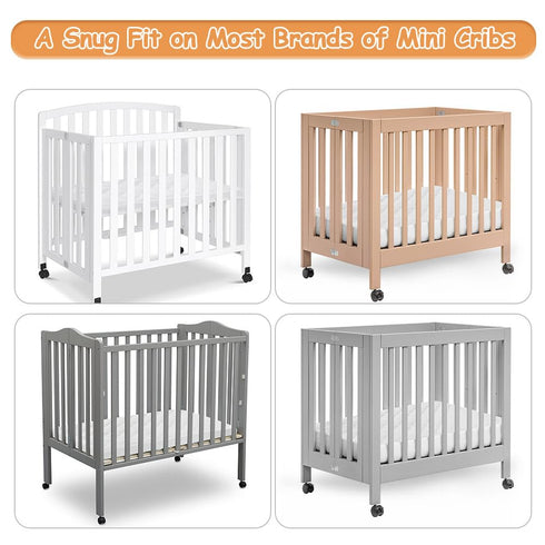 2 Pack, 38"X24" Yoofoss Waterproof Mini Crib Mattress Protector Quilted Mattress Pad Cover Soft and Breathable, Machine