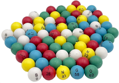 Plastic Bingo Balls, 3/5 inch Multicolored | 75 Count, Perfect for Bingo Nights, Raffles, and Lost Ball Replacements