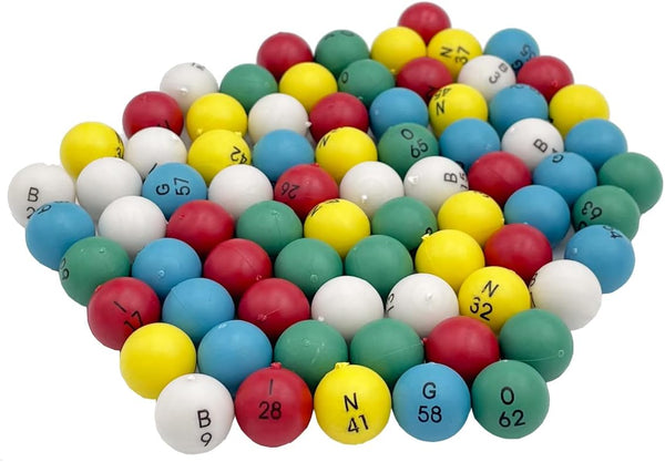 Plastic Bingo Balls, 3/5 inch Multicolored | 75 Count, Perfect for Bingo Nights, Raffles, and Lost Ball Replacements